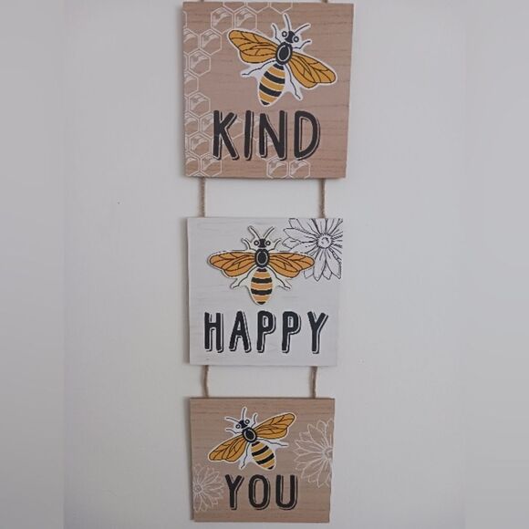 3 for 26 - Kind Happy You Bee Farmhouse Hanging Sign Decor - Picture 3 of 3